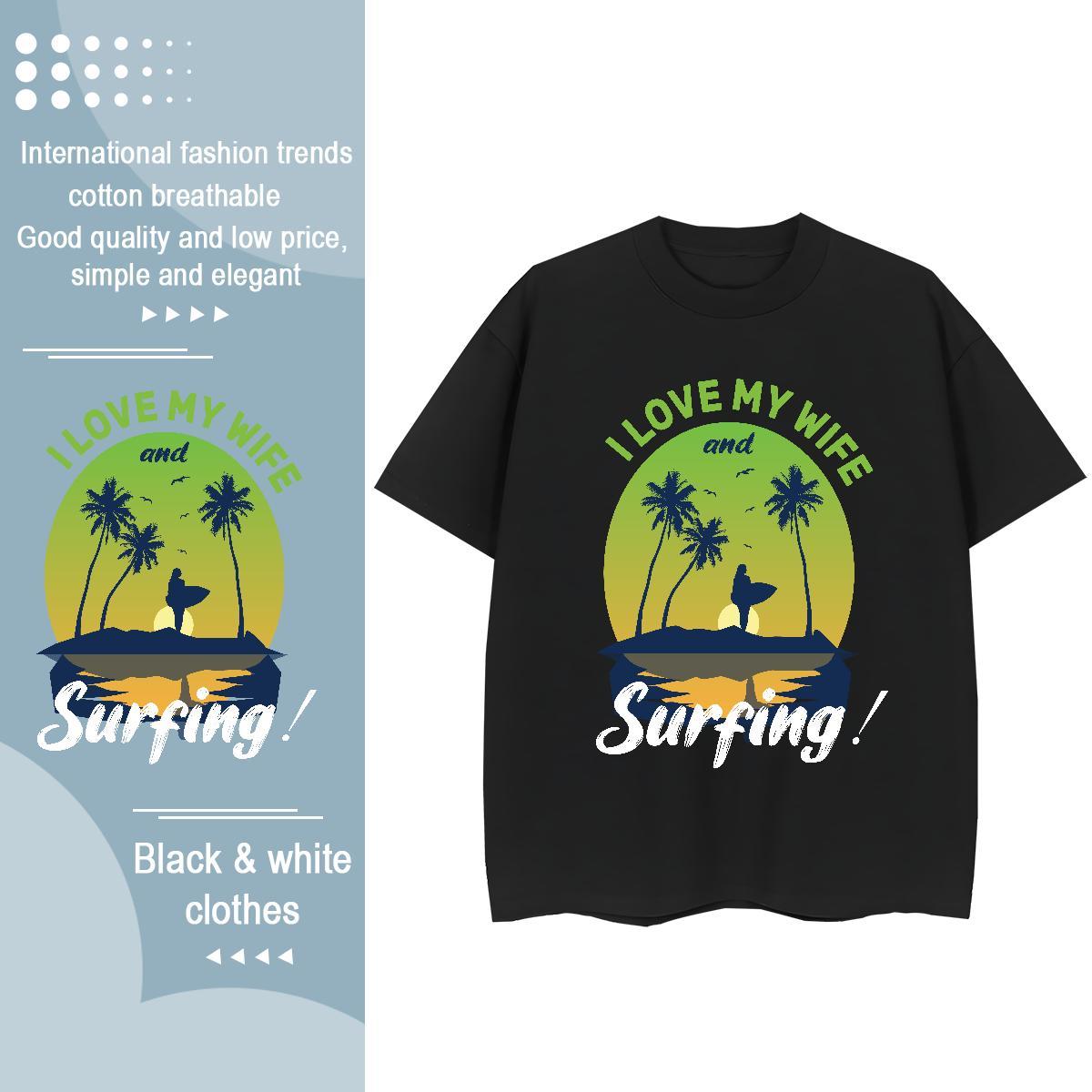 Female Couples T Shirts 100% Cotton 230g beach Daily Outfit T-Shirts for Women Crew Neck Custom Printed Clothings