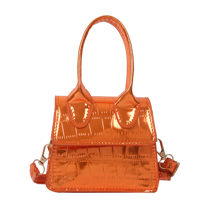 Trendy handbag shoulder bag candy color glossy stone pattern