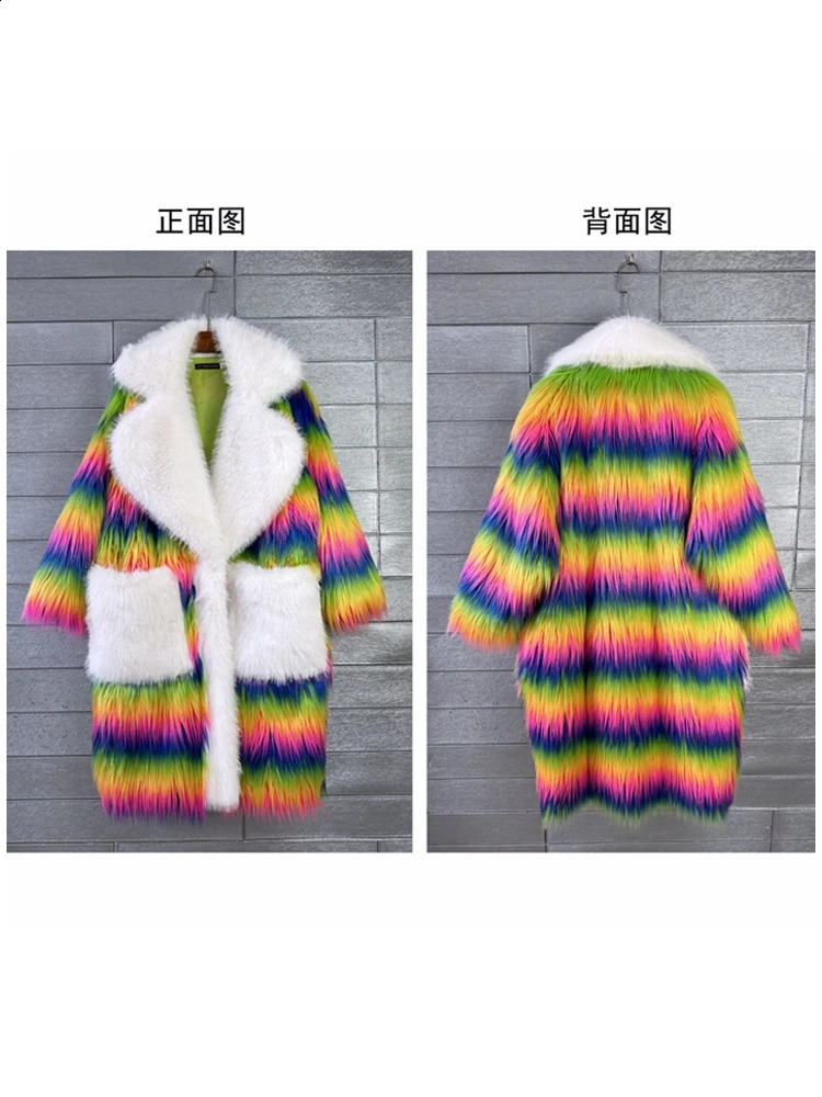 Original n Womens Fashion Iris Artificial Fur Coat Collar Long Jacket Fury Winter Promotion 240824