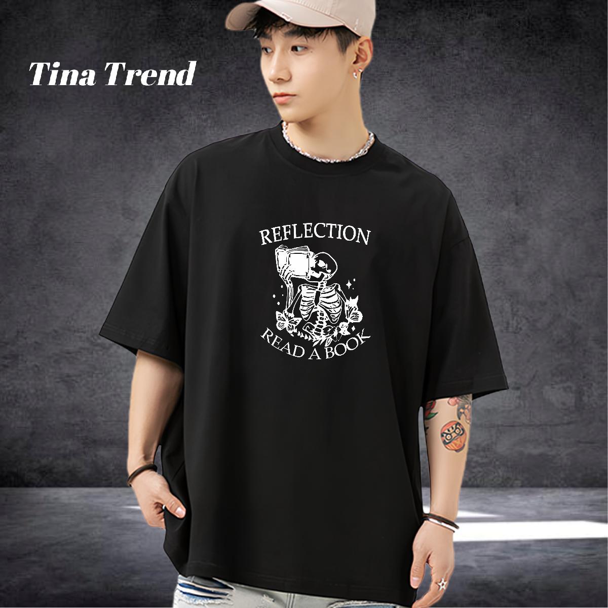Comfortable Mens T Shirts 230g Cotton skull Street Casual Custom Printed Breathable Men Tops Tees Fashion Design Tees Shirts