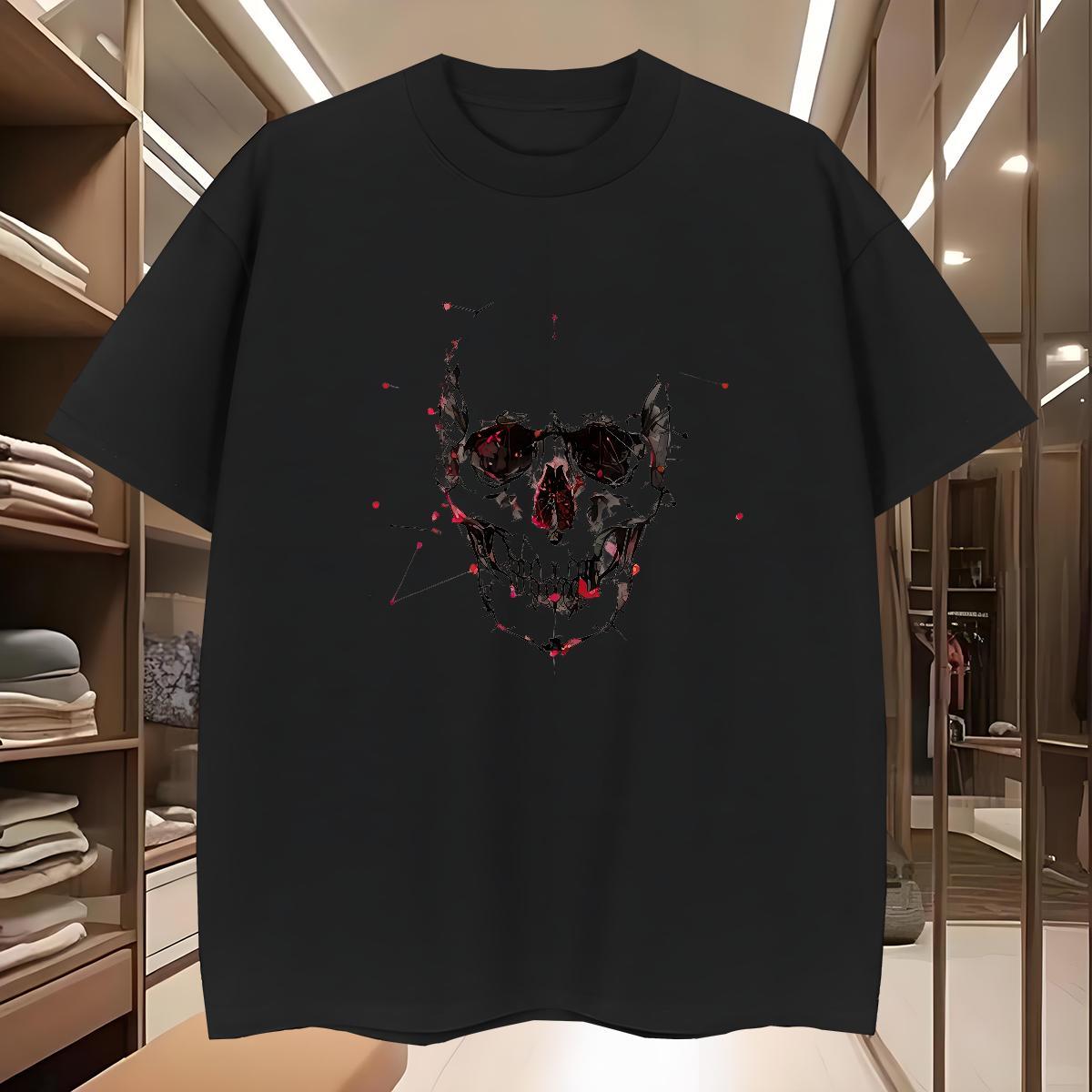 Brand T-Shirts for Men 230g Pure Cotton skull Beach Black Oversized Short Sleeve Soft Men Tees Designer Clothings