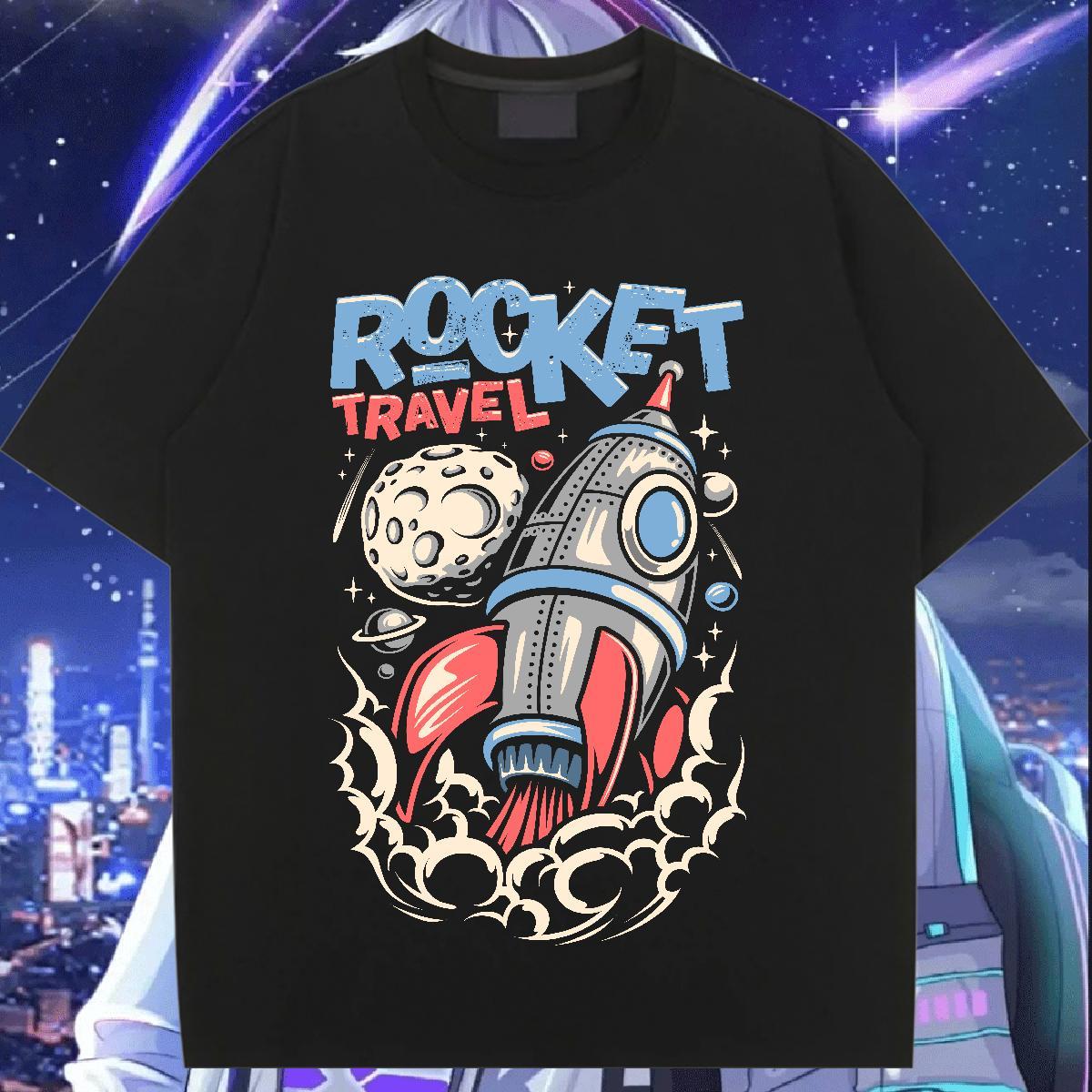 Loose fit Lady T shirt 230g 100% Cotton universe Street T-Shirts Breathable Crew Neck Custom Printed Tees
