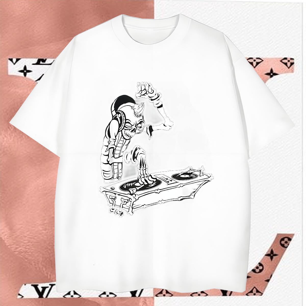 Brand T Shirts Men 230g 100% Cotton skull Daily Wear Plus Size Cartoon Breathable Short Sleeve Mens Tshirts 2024 Designer Clothings