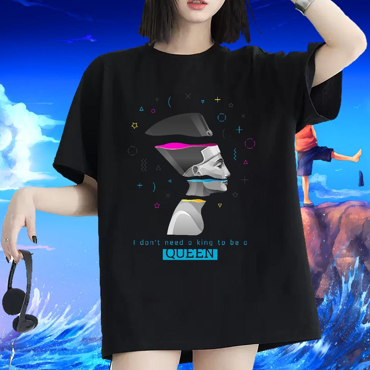 Popular Couples T Shirts 230g Pure Cotton painting Spring Summer T Shirt For Woman O-Neck Short Sleeve Custom Print Oversized Top Tees