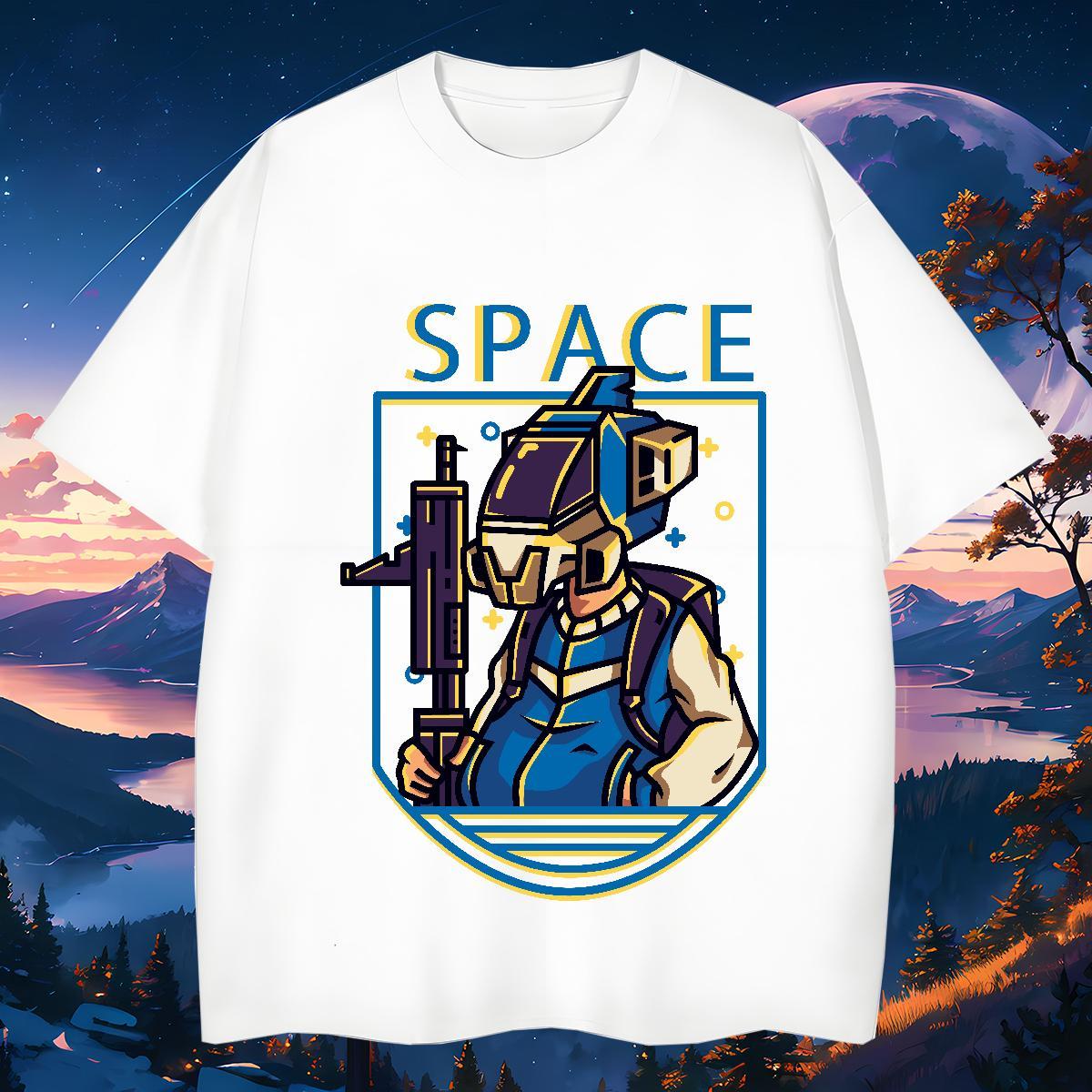 Classic T Shirt For Man 230g Pure Cotton robot Casual Beach Oversized 4XL Round Neck Short Sleeve Tshirt for Man Woman Brand Tee Shirt