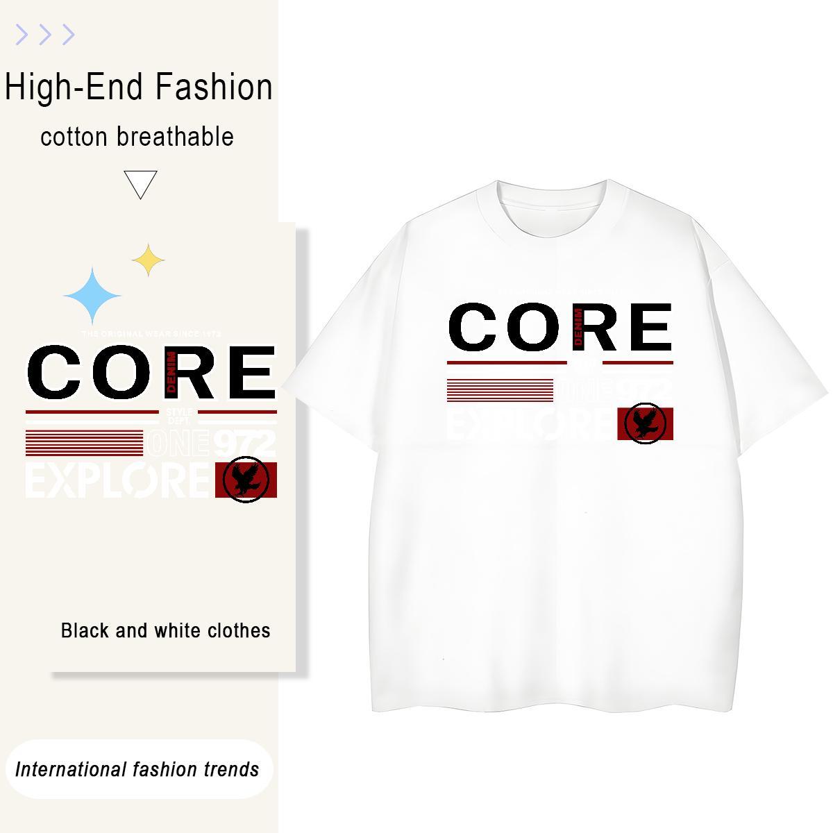 Loose fit Unisex Tshirts 100% Cotton 230g letter Summer Casual T shirt Comfortable Custom Print Plus Size Tops Tees