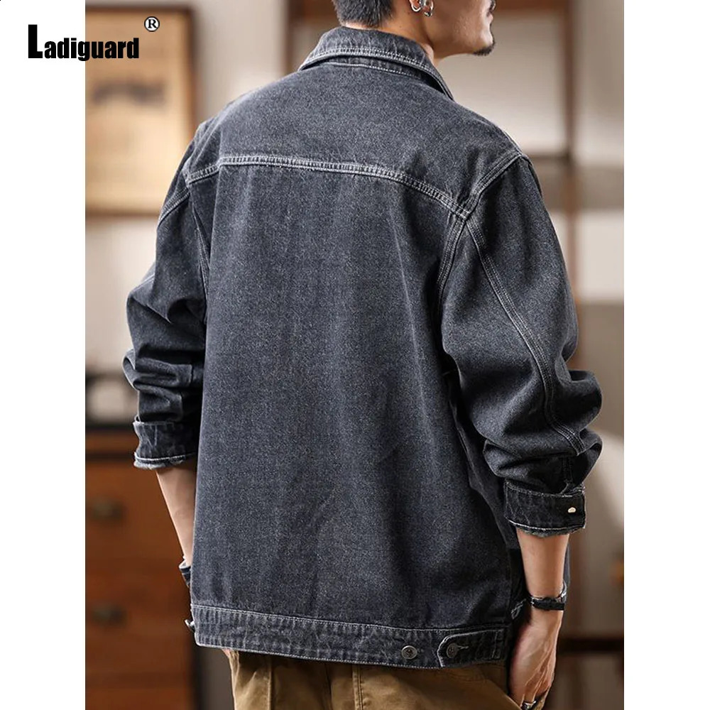 Mens standing pocket Demin casual retro jacket Plus size 7XL mens basic denim Harajuku fashion 240824
