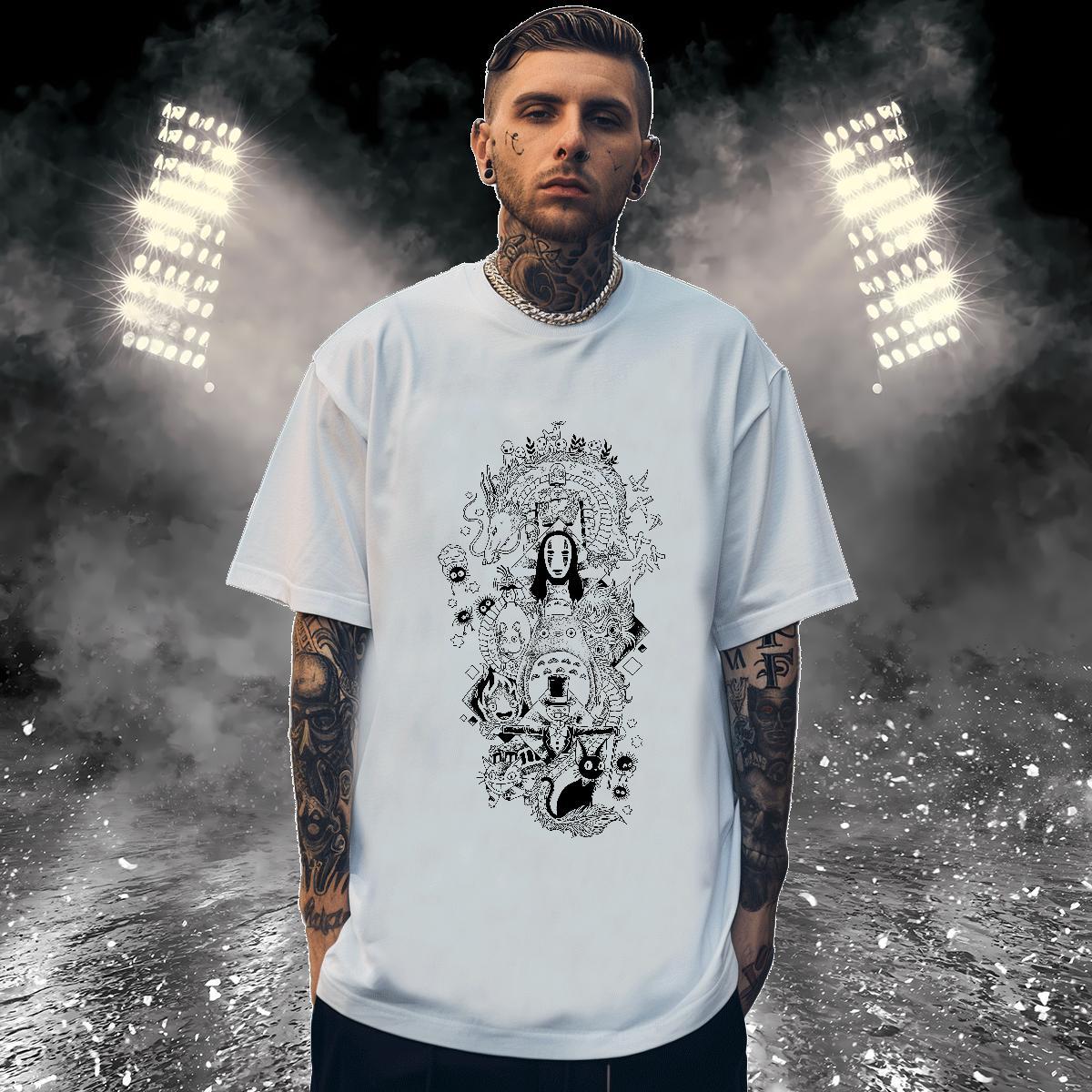 Free Shipping T Shirts Men 230g Cotton eye of the devil Street wear Hip Hop Custom Print Oversized Pure Cotton Men Tops Tees 2024 Tshirts
