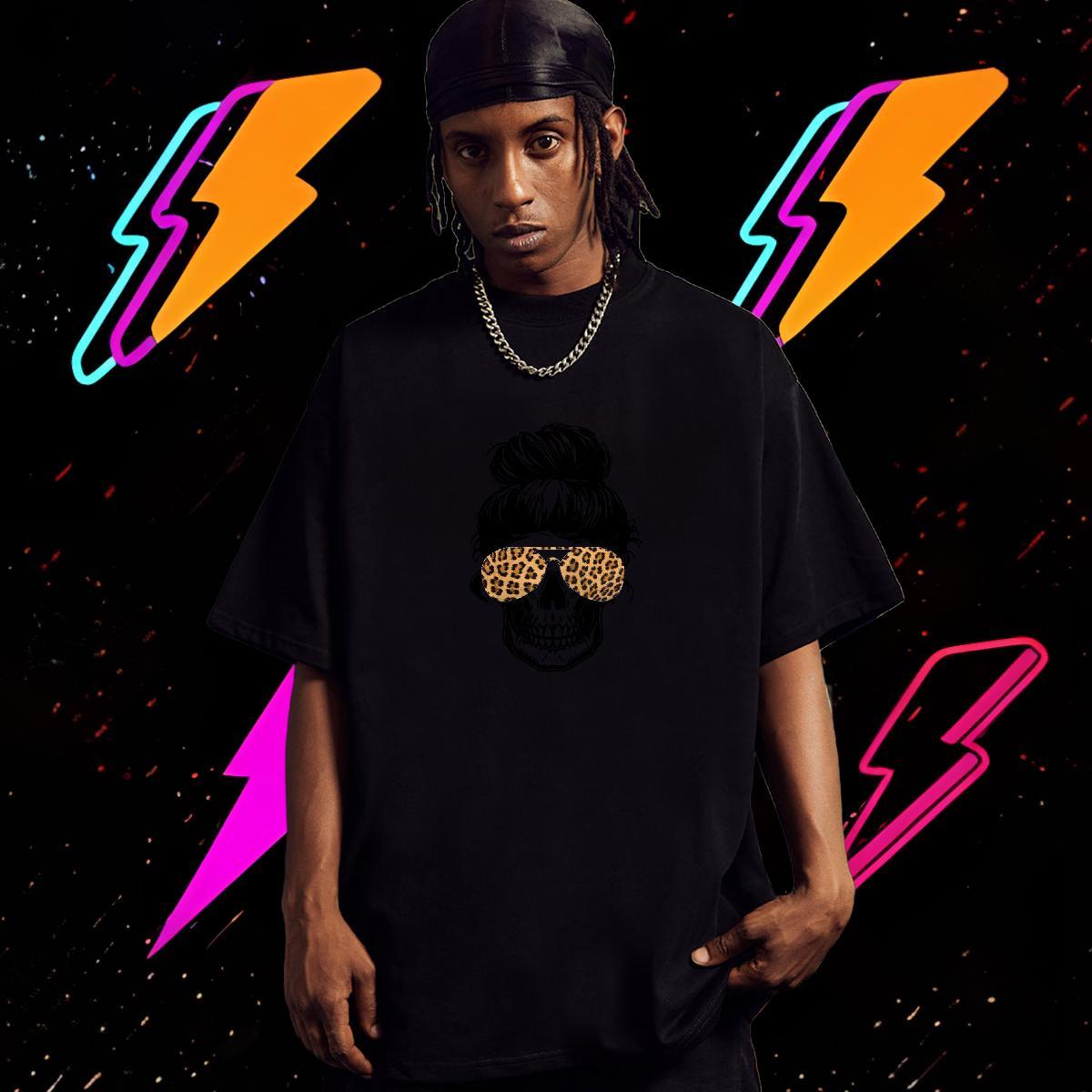 Unisex T Shirt For Man 230g 100% Cotton skull Casual Beach DIY Breathable Short Sleeve Couples T Shirts New Arrival Tees