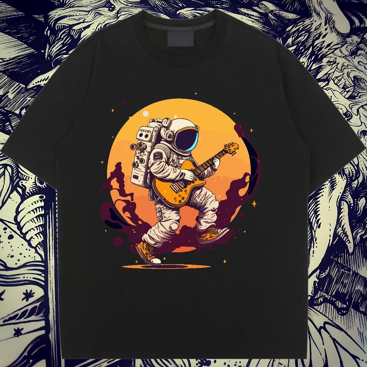 Lady Unisex Tshirts 230g Cotton cosmonaut Daily Outfit T Shirt For Woman Short sleeve Soft Anime Print Tops Tees