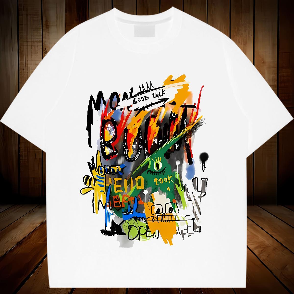 Designer Unisex Tshirts 230g Cotton graffiti Hip Hop Street Womens T Shirts Breathable Black White Tees