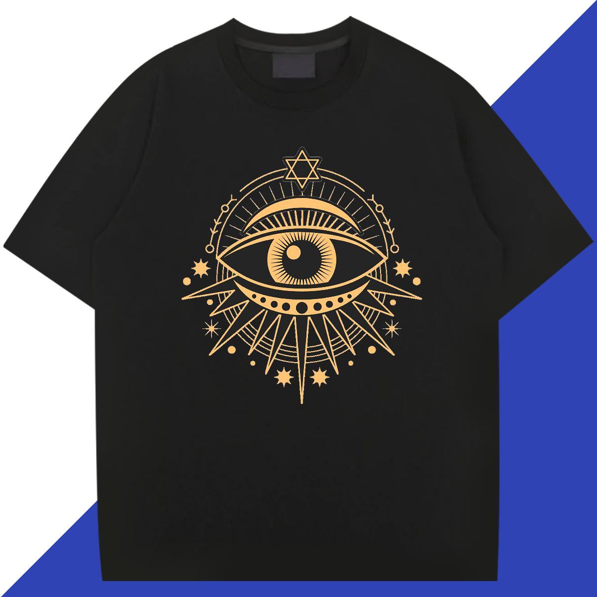 Unisex T shirt 230g Pure Cotton eyes Daily Wear DIY O Neck Short Sleeves Men Clothes T-Shirt Stylist Tees