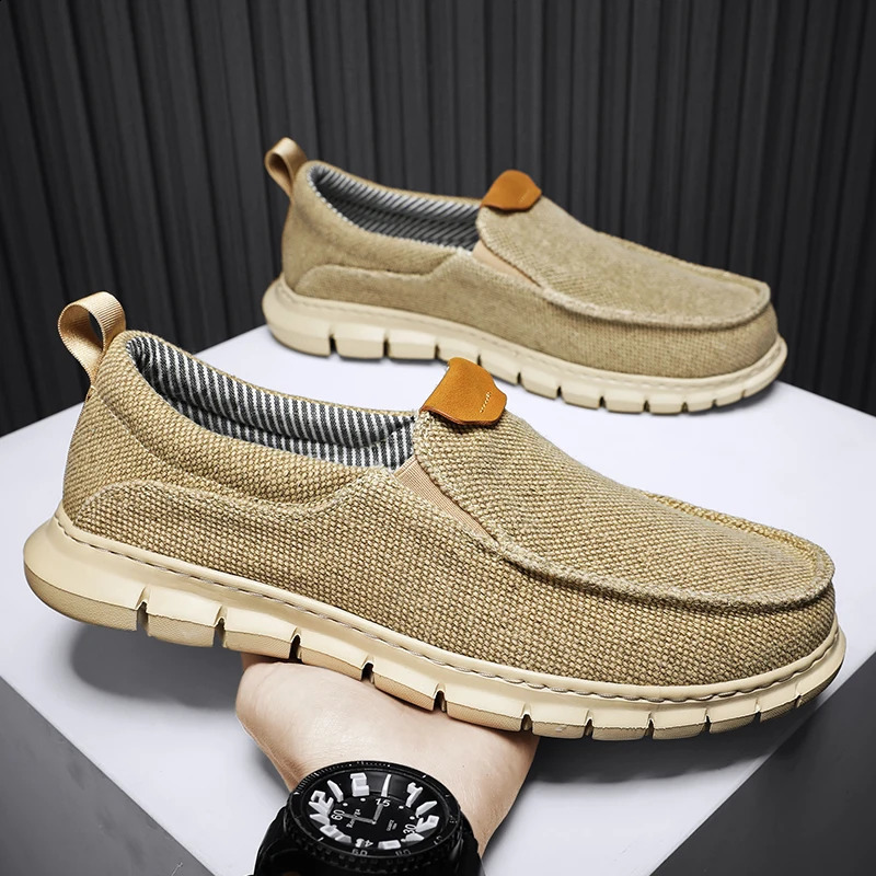 Soothing breathable canvas shoes mens outerwear slip in summer sports shoes comfortable casual mens shoes lightweight mens driving 240823