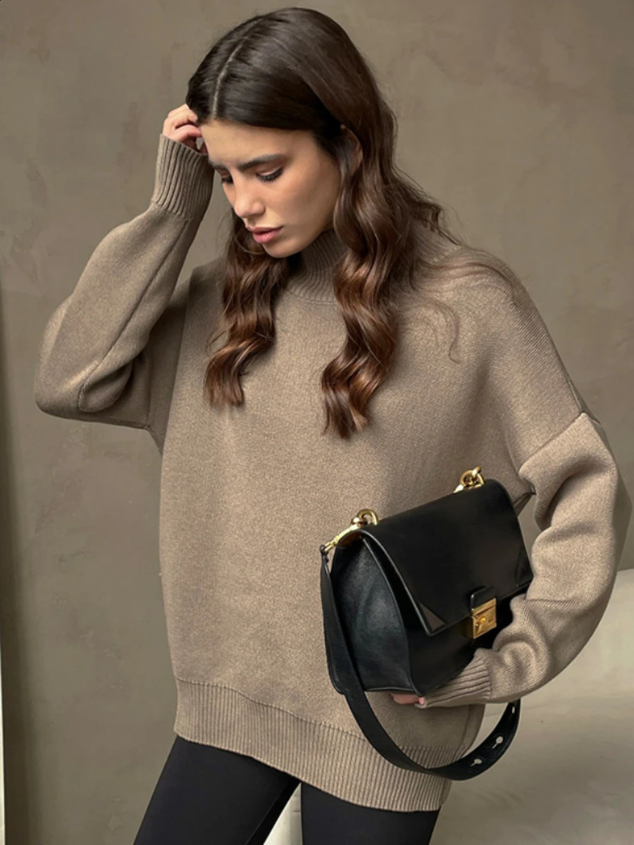 Wolfeel Women Turtleneck Sweater CHIC Autumn Winter Thick Warm Pullover Top Oversized Casual Loose Knitted Jumper Female Pull 240824