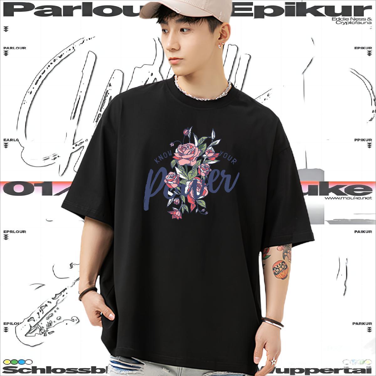 Popular T shirt 230g Pure Cotton letter Daily Outfit Custom Big Size Round Neck Short Sleeve Tshirts New Arrival Tees