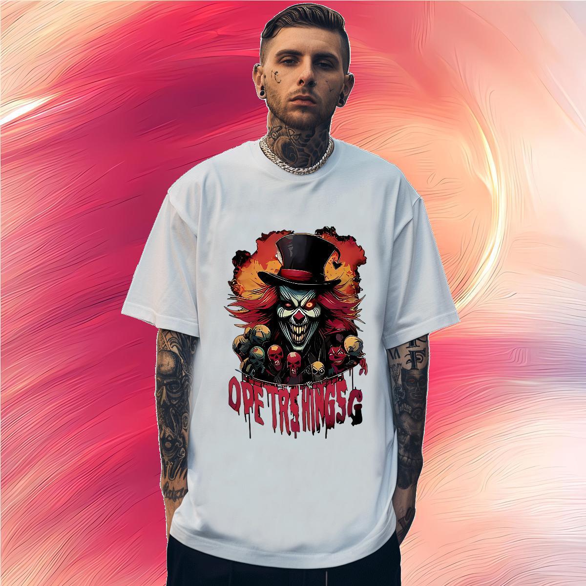 Cool Design Men T Shirts 100% Cotton 230g skull Outdoor Cartoon Printing L-4XL Breathable Short Sleeve Tshirts 2024 Clothings