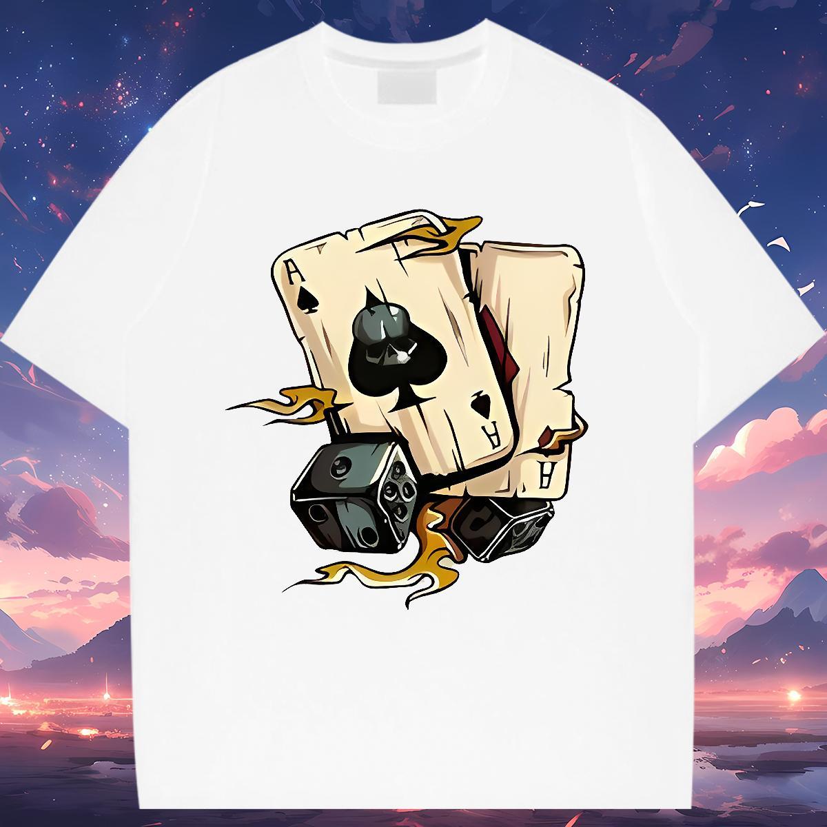 Brand Tshirt for Man Woman 230g Pure Cotton playing card Casual Sport T Shirt For Woman Breathable Soft Anime Clothings