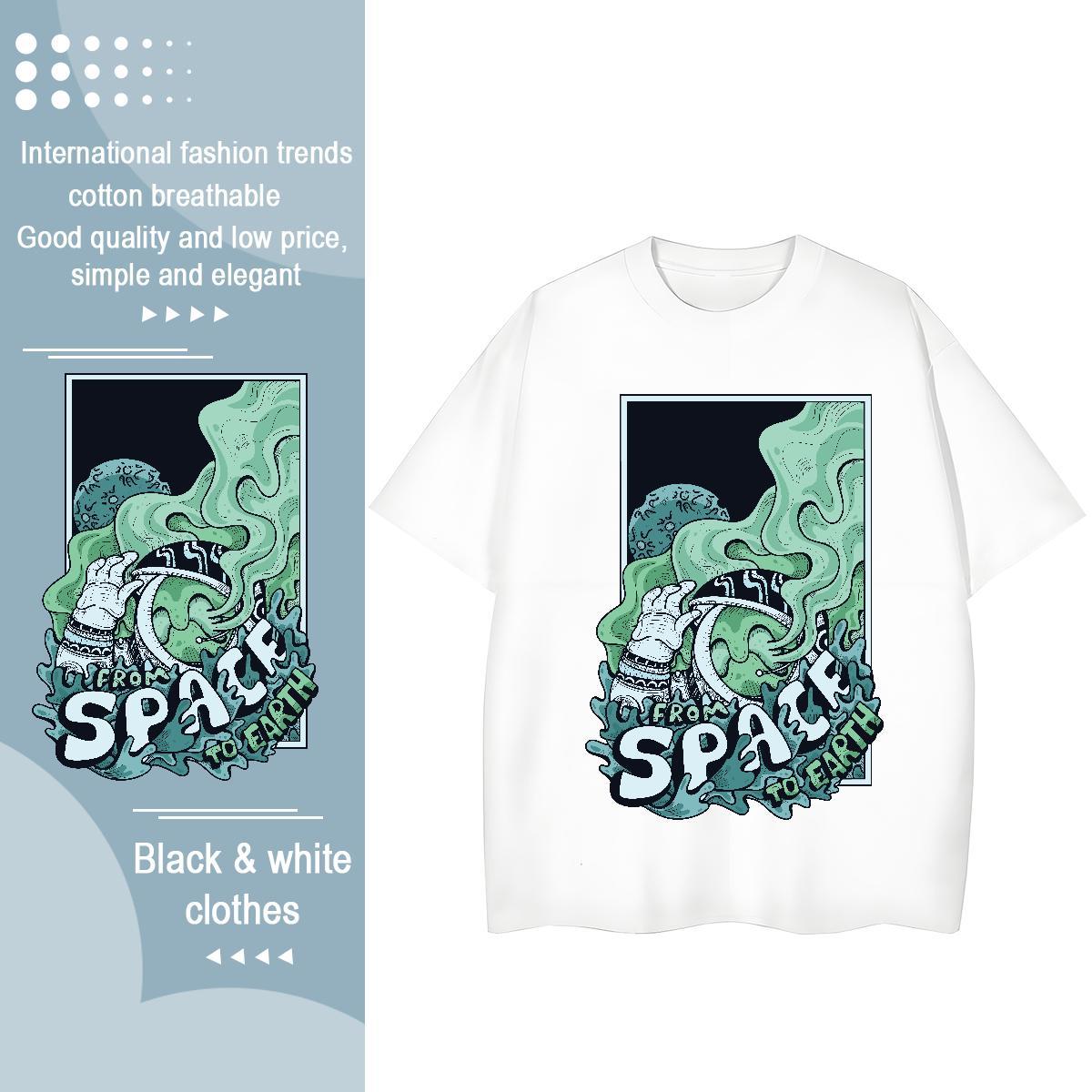 5A Couples T Shirts 230g 100% Cotton universe Home Outdoor T Shirts Women Round Neck Short Sleeve Skull Tops Shirt