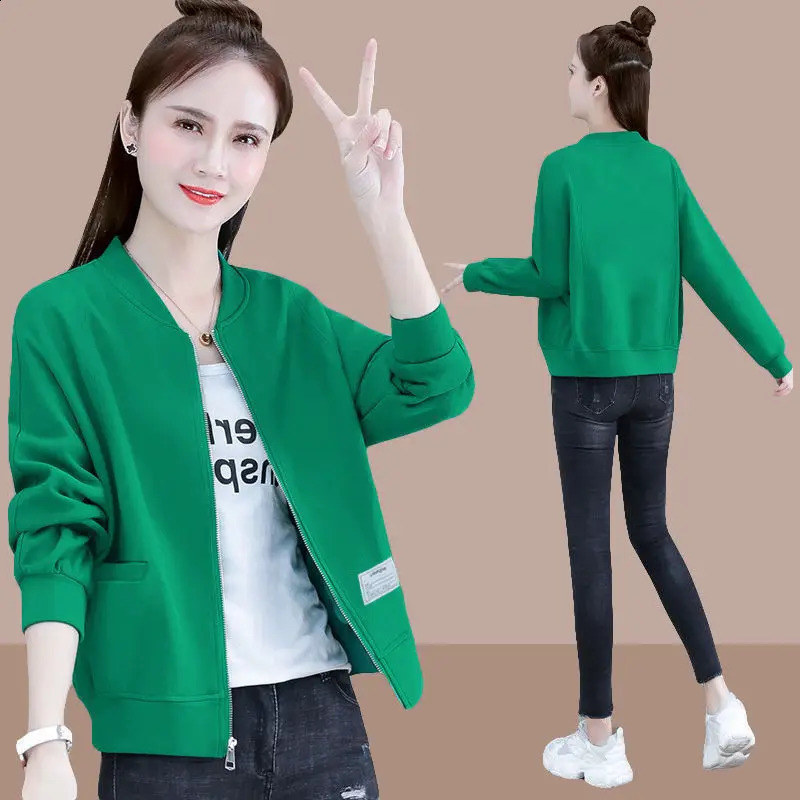 Womens Plus Size Womens Hoodie Womens Short Style Spring and Autumn Korean Loose Fit Slimming Ins Trendy Cardigan Jacket 240824