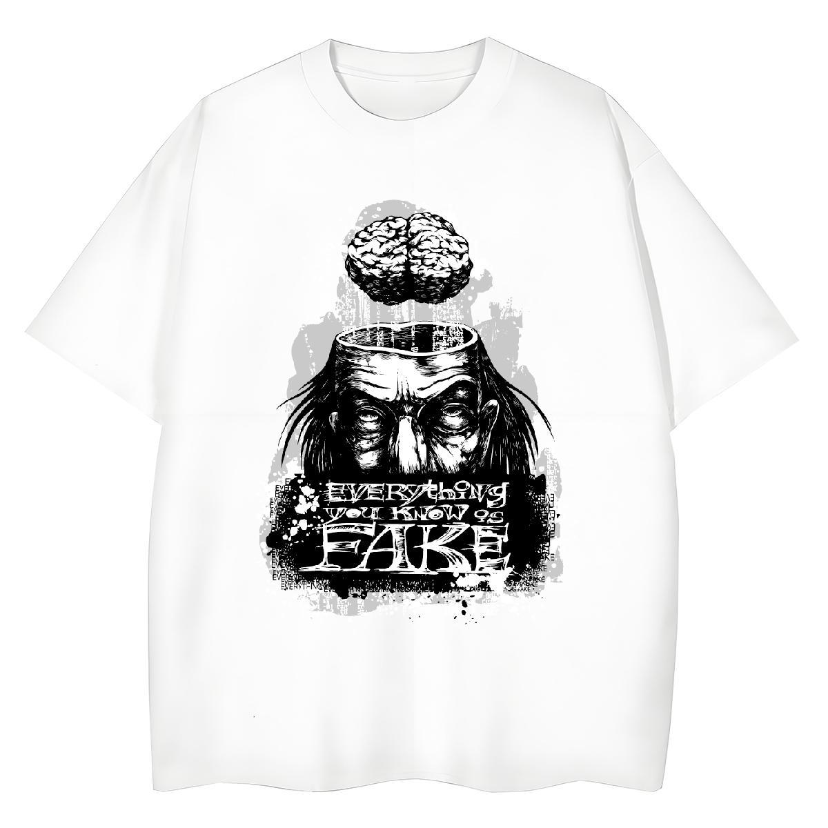 Popular Couples T Shirts 100% Cotton 230g scary Street Casual Woman T Shirts Crew Neck Custom Print Oversized Clothes
