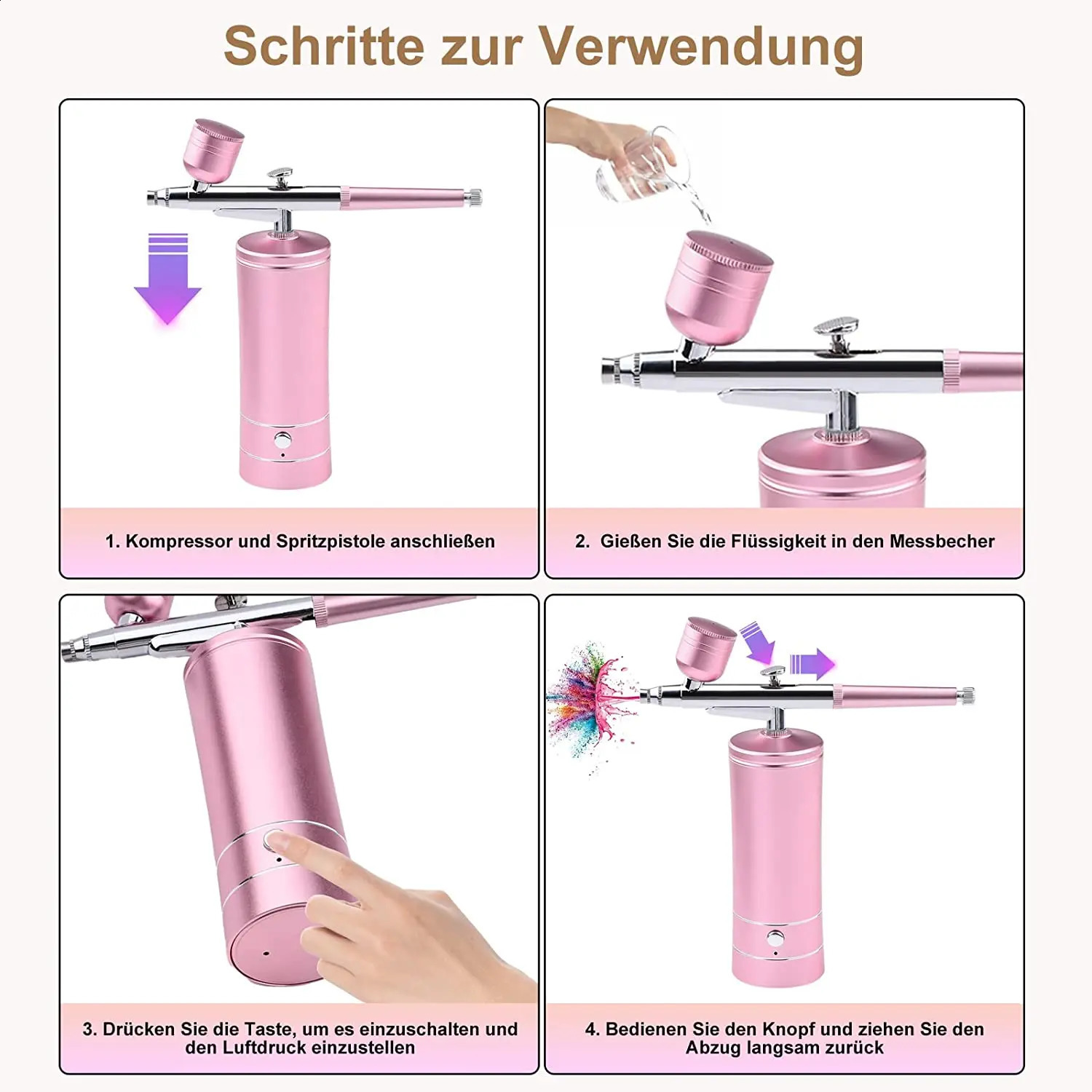 Nail spray gun air compressor cake painting process Colored tattoo makeup spray gun water-based skin nano spray 240823 ww
