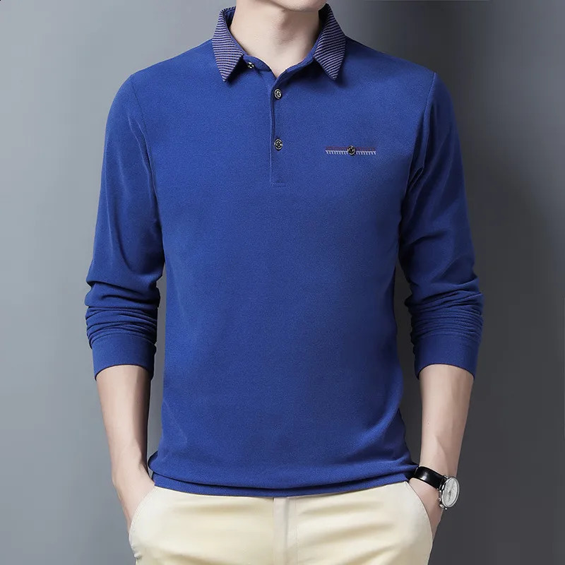 Ymwmhu Wine Red Polo Shirt for Men Long Sleeve Autumn and Spring Collared Shirt Solid Casual Polo Shirt Korean Fashion Clothing 240824