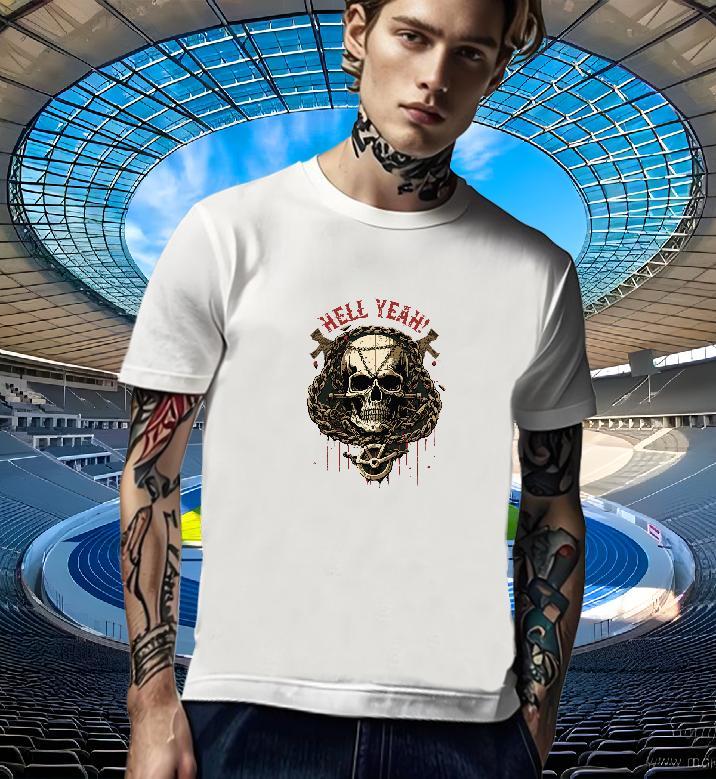 Comfortable T Shirts Men 230g Pure Cotton skull Hip Hop Street Customized Print Round Neck Short Sleeve Tshirts 2024 DIY Tops