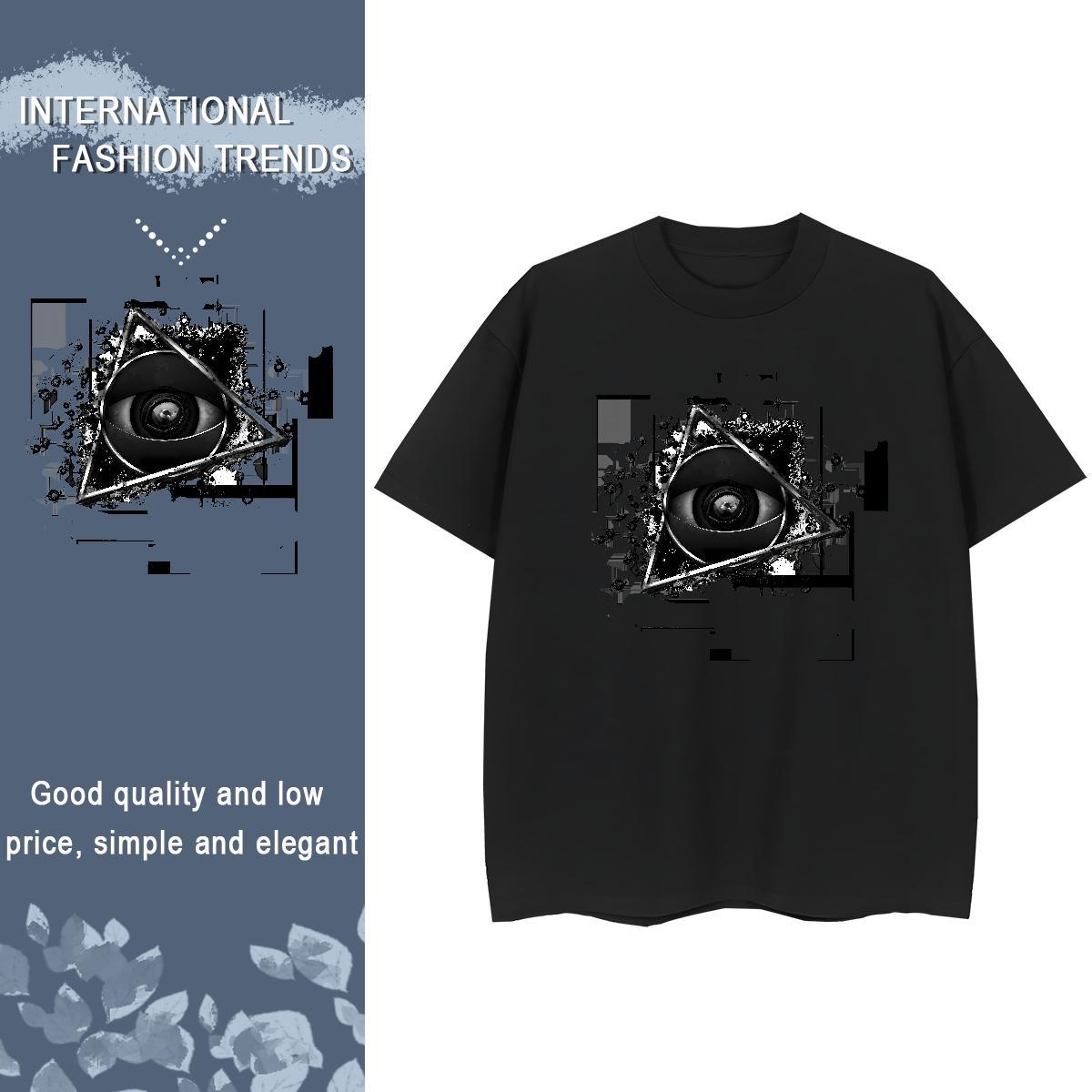 Popular Men T Shirts 100% Cotton 230g eye of the devil Casual Oversized Breathable Short Sleeve Men Tops Tees Fashion Casual Tees Shirts