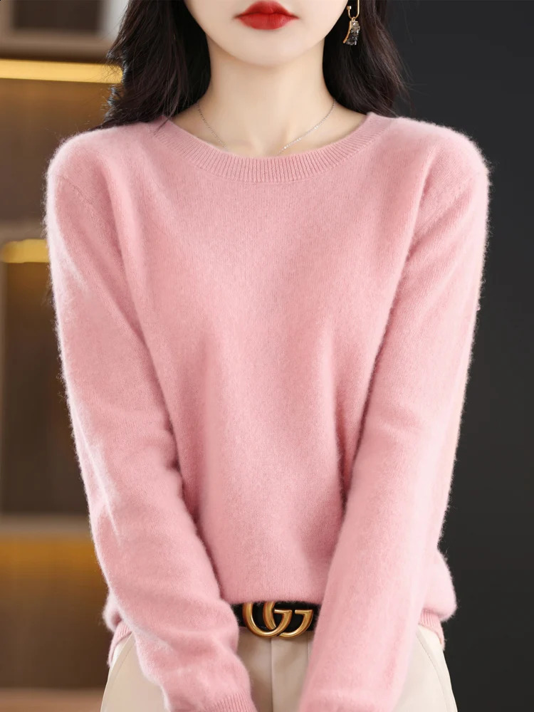 Women 100% Merino Wool Sweater O-Neck Long Sleeve Cashmere Knitwear Pullover Aliselect Fashion Autumn Winter Clothing Tops 240824
