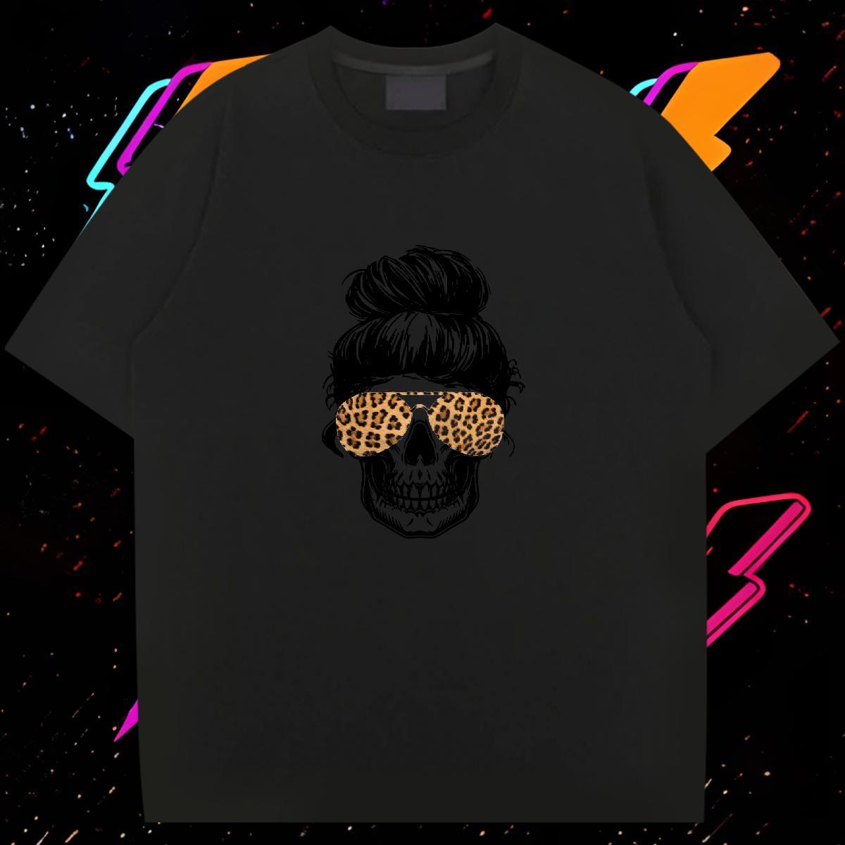 Unisex T Shirt For Man 230g 100% Cotton skull Casual Beach DIY Breathable Short Sleeve Couples T Shirts New Arrival Tees