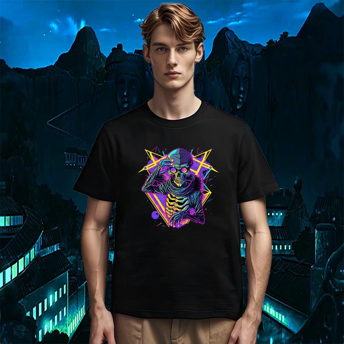 High Quality Mens T Shirts 230g Pure Cotton skull Casual Beach DIY Printed Short Sleeve O-Neck Couples T Shirts DIY Customized Tops