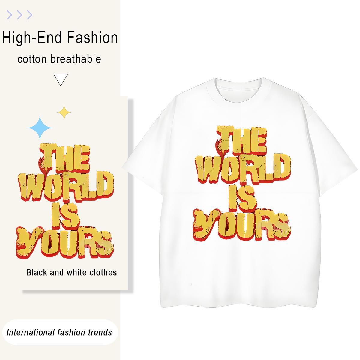 Classic Tshirts letter Hip Hop Street 230g Pure Cotton Clothings Breathable Crew Neck TOP Quality T shirt Floral Print