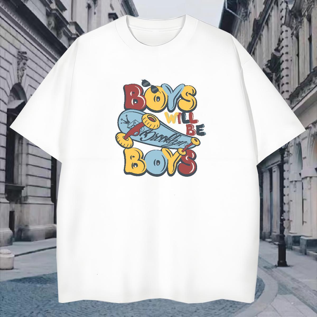 Loose Fit T Shirt For Man 230g 100% Cotton letter Daily Outfit Custom Anime Crew Neck Breathable Tshirt for Man Woman 2024 DIY Tshirts