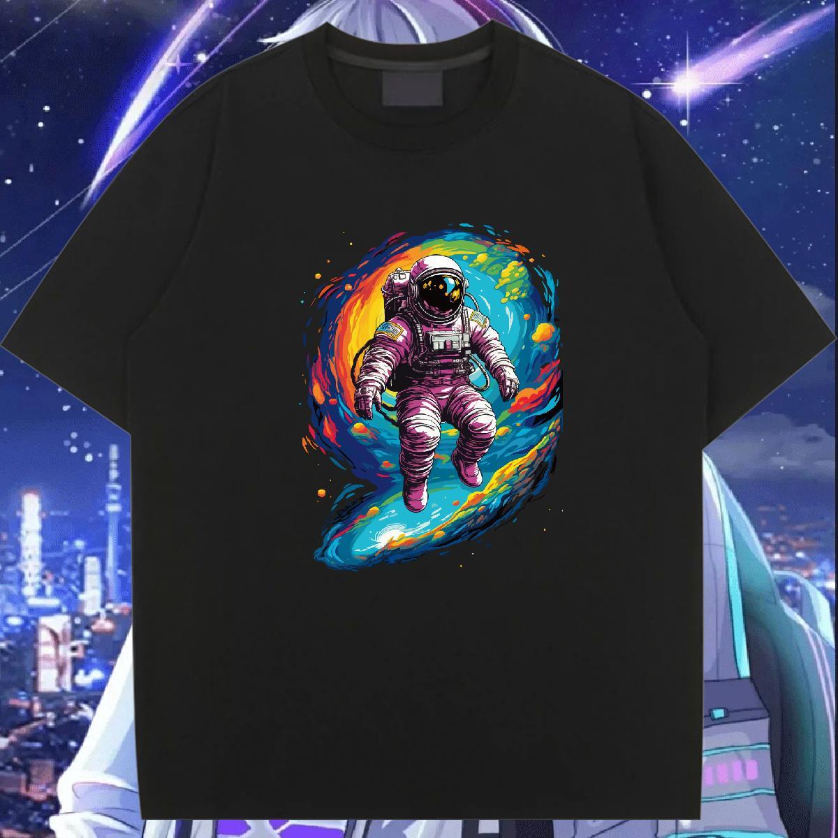 Nice Women Tshirts 230g 100% Cotton universe Summer Casual T shirt Breathable Short Sleeve Cartoon Anime Tops