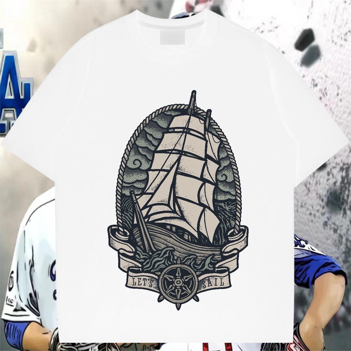 Soft T-Shirts 230g 100% Cotton ship Hip Hop DIY Breathable Couples T Shirts Custom Tops