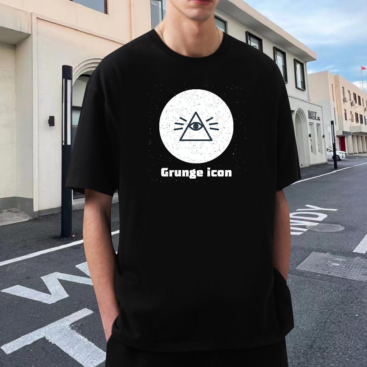 Comfortable T-Shirts for Men 230g Pure Cotton eye of the devil Street Oversized 4XL Short Sleeve O-Neck Tshirts Free Shipping Top Tees