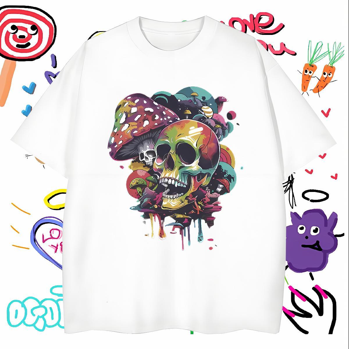 Unisex Men T Shirts 100% Cotton 230g skull Sports Casual Plus Size Cartoon Breathable Soft Men Tops Tees 2024 Designer Tee Shirt