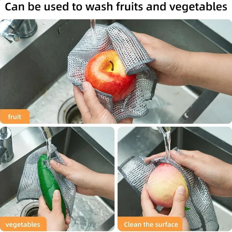 201 piece of magic cleaning cloth thickened singlesided metal wire kitchen utensil pot dishwasher towel tool 240824