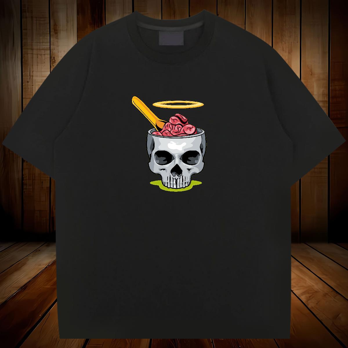 Cool Mens T Shirts 230g Cotton skull Street Casual Customized O Neck Short Sleeves Men Tops Tees Classic Casual Tops Shirt