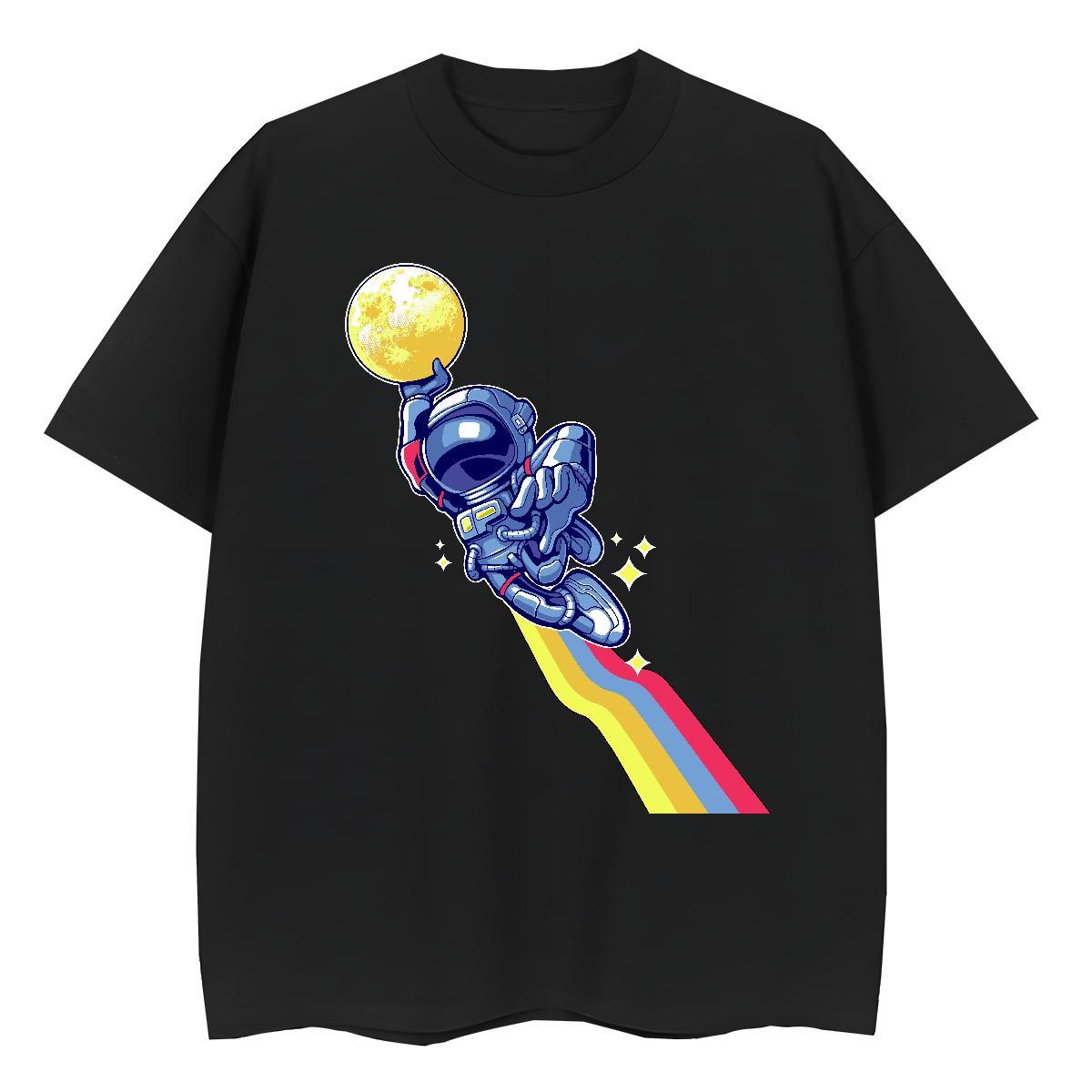High quality Tshirt for Man Woman 230g 100% Cotton cosmonaut Daily Outfit T Shirt For Woman Breathable Crew Neck Cartoon Printing L-4XL Clothes