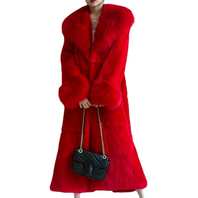 5XL ultrathin mink coat womens artificial fur long winter thick 240824