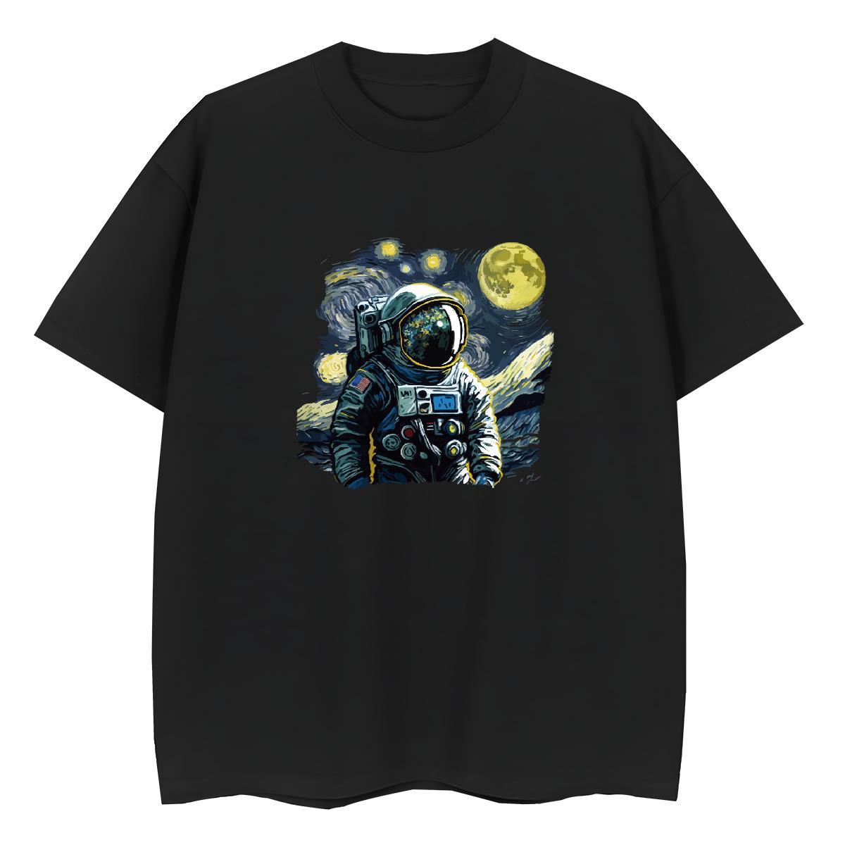 5A Couples T Shirts 230g Cotton universe Hip Hop Womens T Shirts Short sleeve Soft Black White Clothings