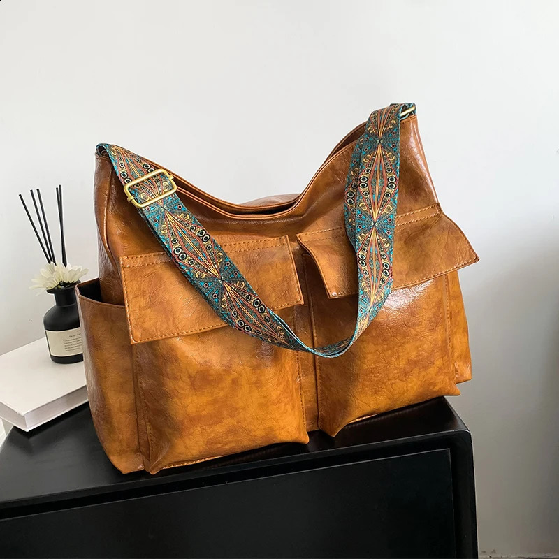 Vintage Women Handbag High Quality Soft Leather Shoulder Bags Large Capacity Female Bag Top Handle Crossbody Bag Casual 240824