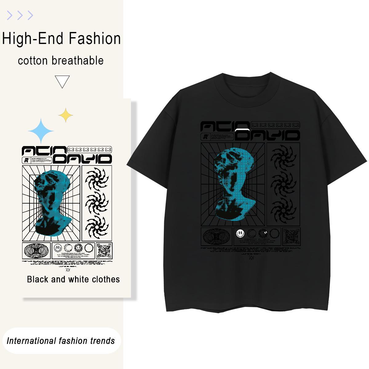 Unisex Couples T Shirts 100% Cotton 230g painting Casual Daily Wear T Shirts Women Comfortable Skull Tops