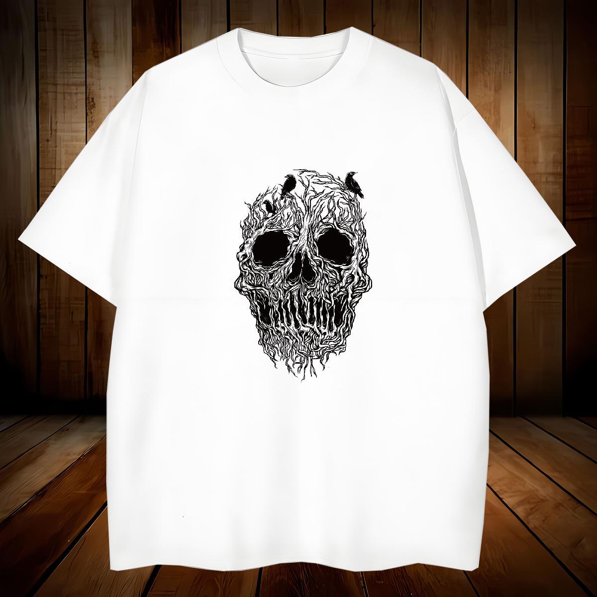 Cool Mens T Shirts 100% Cotton 230g skull Street wear Hip Hop Custom Print Oversized Round Neck Short Sleeve Tshirts Fashion New Tops Tees