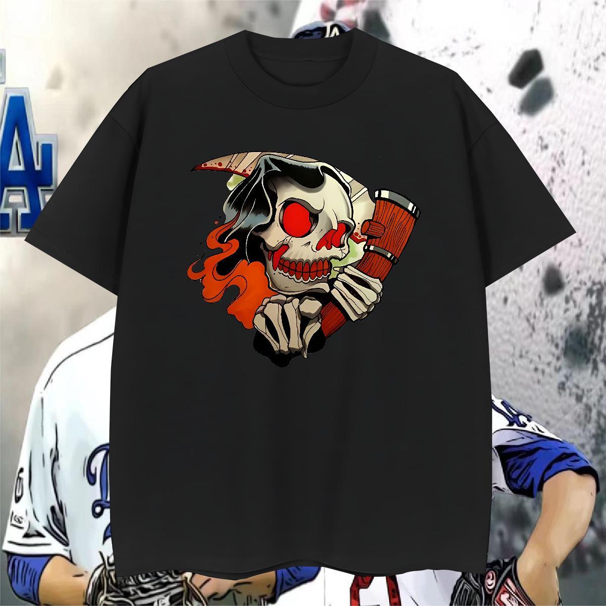 Cool Design T-Shirts 230g Cotton skull Spring Summer Custom Anime Pure Cotton Couples T Shirts DIY Tees Shirts