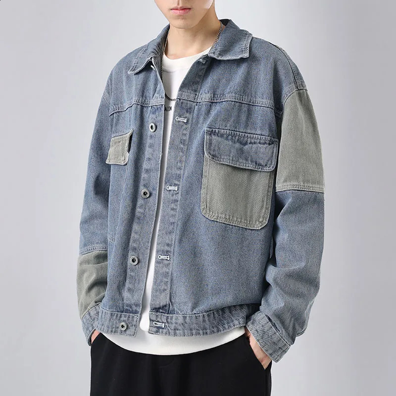 autumn mens casual plus size denim jacket Korean street clothing windproof outerwear 240824