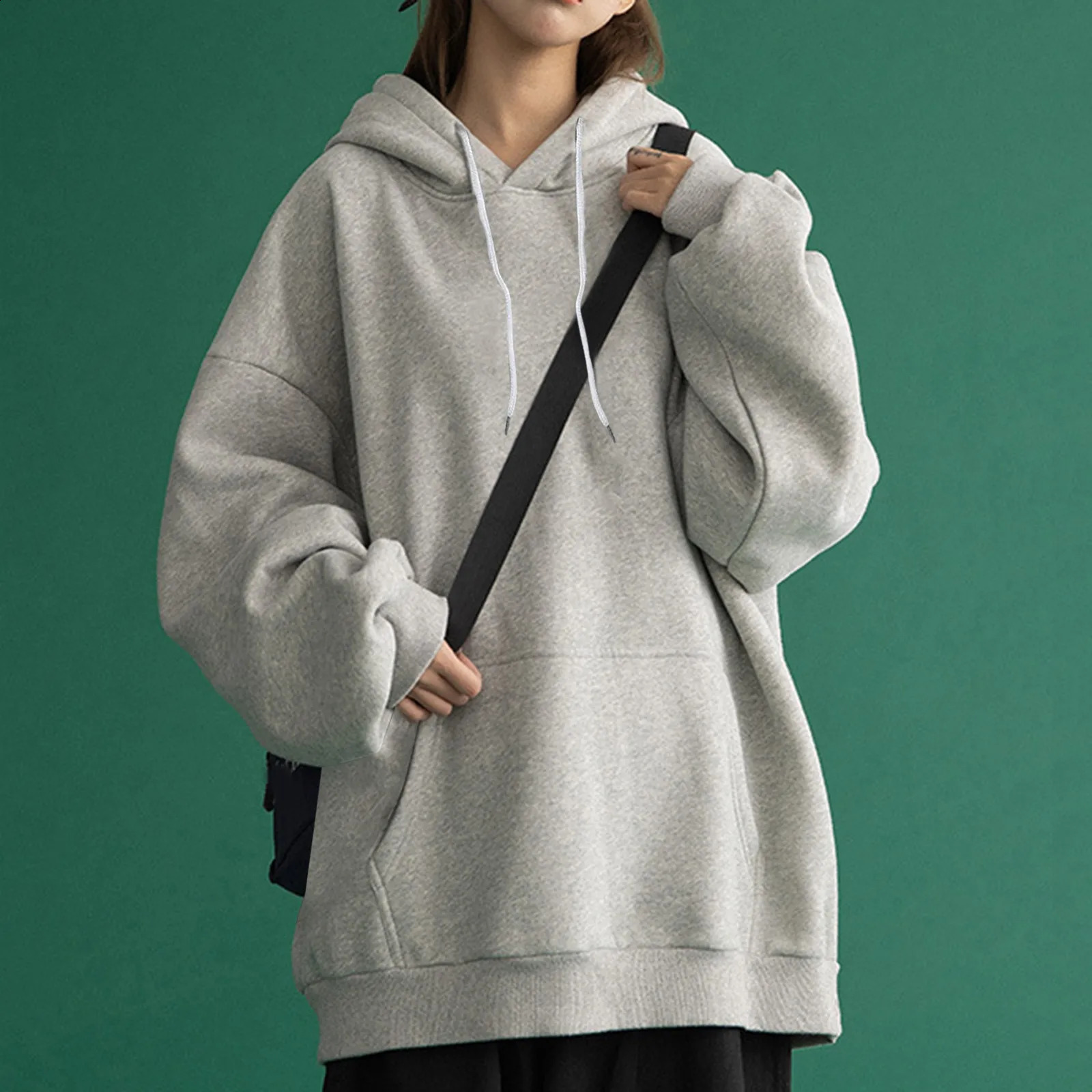 Oversized Solid Sports Sweatshirt For Women Spring Autumn Harajuku Fashion Casual Pullovers Tops In Y2k Hoodie For Women 240824