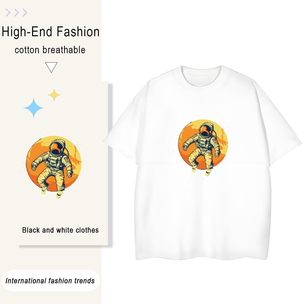 5A Women Tshirts 100% Cotton 230g universe Summer Casual Women T Shirts Breathable Crew Neck Customized Tee Shirt