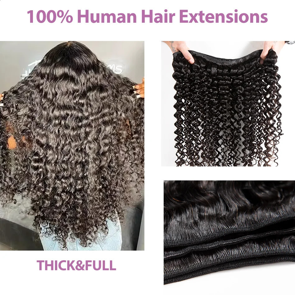 Curled human hair bundle 30 32 inches Remy unprocessed virgin 100 water wave 3 4 5 bundles trade 240801